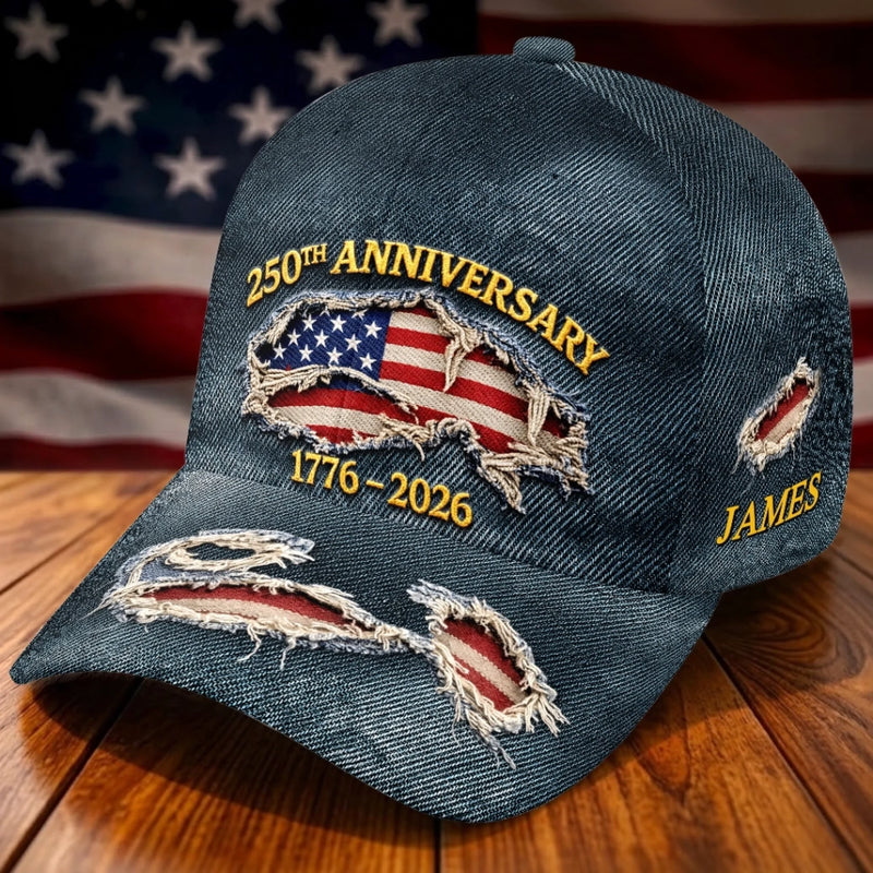Custom Hat, All Over Print Classic Cap - Personalized America 250th Anniversary Gifts For Women, Men - Built On Liberty