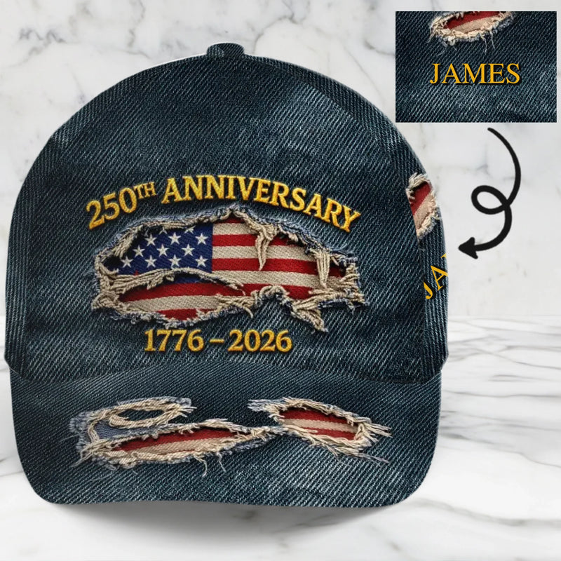 Custom Hat, All Over Print Classic Cap - Personalized America 250th Anniversary Gifts For Women, Men - Built On Liberty