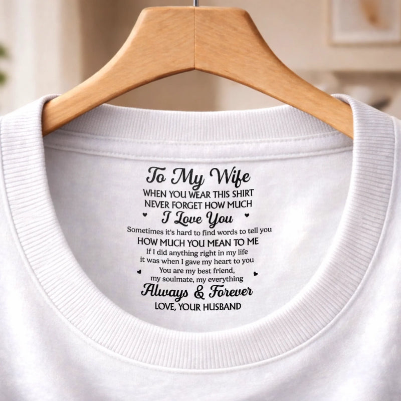 Custom Inside Neck Print T-Shirt - Personalized Anniversary Wedding Gifts For Husband And Wife, Him And Her - Love Grows Stronger Together