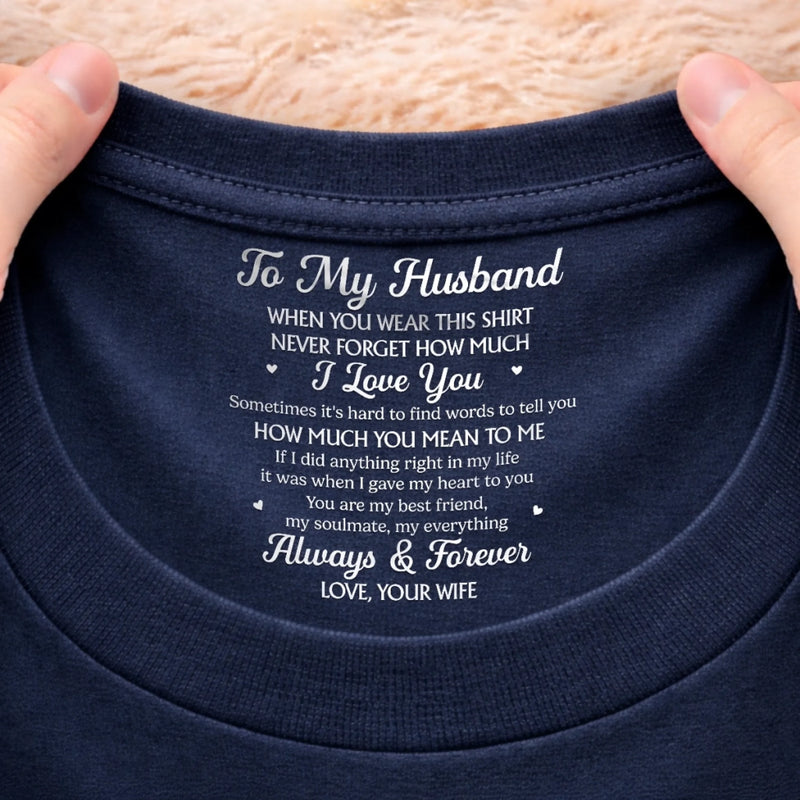 Custom Inside Neck Print T-Shirt - Personalized Anniversary Wedding Gifts For Husband And Wife, Him And Her - Love Grows Stronger Together