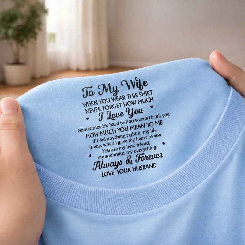 Custom Inside Neck Print T-Shirt - Personalized Anniversary Wedding Gifts For Husband And Wife, Him And Her - Love Grows Stronger Together