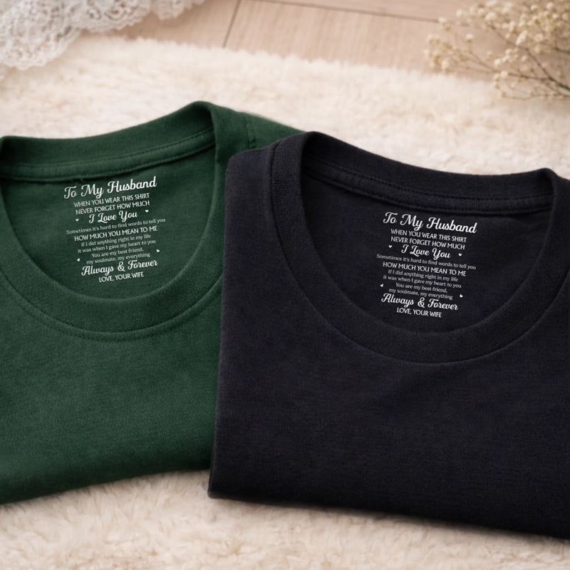 Custom Inside Neck Print T-Shirt - Personalized Anniversary Wedding Gifts For Husband And Wife, Him And Her - Love Grows Stronger Together