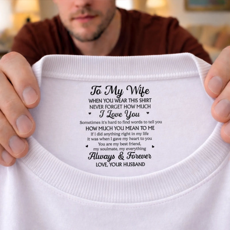 Custom Inside Neck Print T-Shirt - Personalized Anniversary Wedding Gifts For Husband And Wife, Him And Her - Love Grows Stronger Together