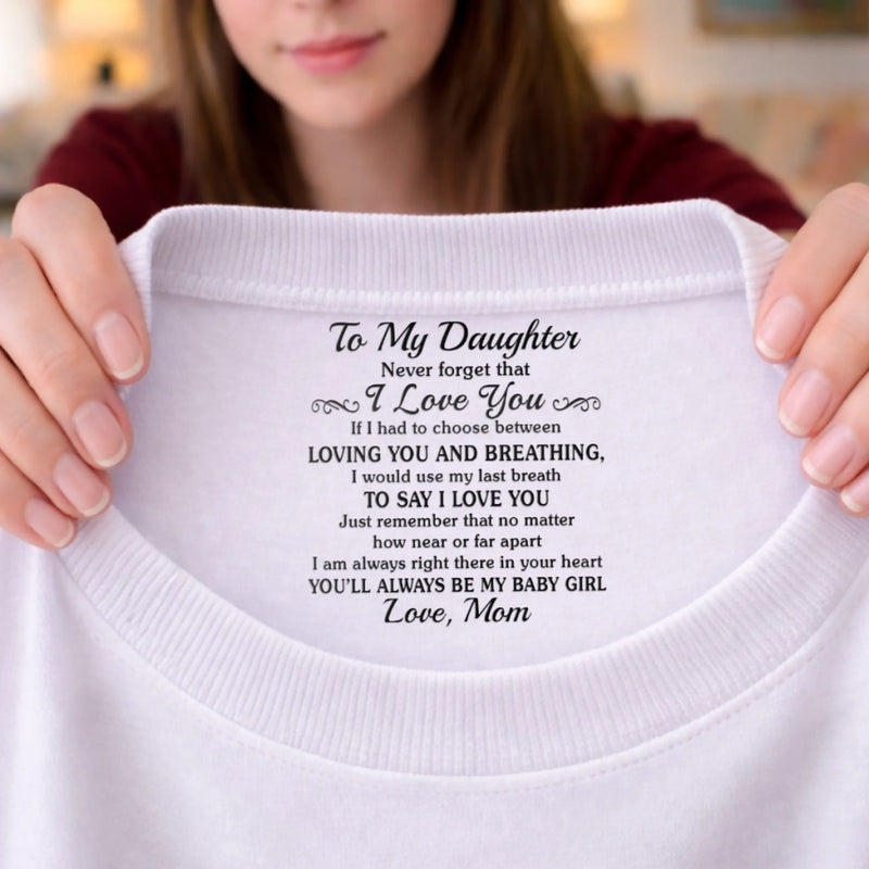 Custom Inside Neck Print T-Shirt - Personalized Birthday Gifts For Daughter - Wrapped In My Love, Always