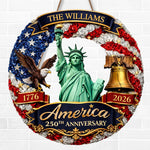 Custom Wood Sign - Personalized America 250th Anniversary Gifts For Mom, Dad, Brother, Sister, Kids - United In Freedom Since 1776