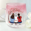 Custom Gradient Glass Mug - Personalized Mother's Day Birthday Gifts For Mom, Daughter - Connected By Heart, Not Distance