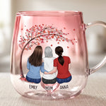 Custom Gradient Glass Mug - Personalized Mother's Day Birthday Gifts For Mom, Daughter - Connected By Heart, Not Distance