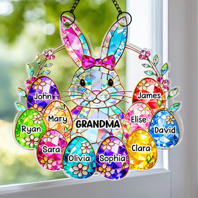 Custom Window Hanging Suncatcher Ornament - Personalized Easter Gifts For Mom, Grandma - Mom And Grandma Forever Loved