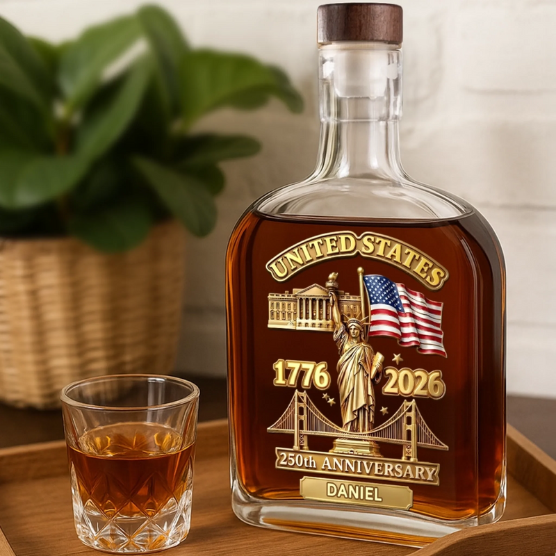 Custom Liquor Decanter - America 250th Anniversary Gifts For Women, Men - Honor The Brave Spirit
