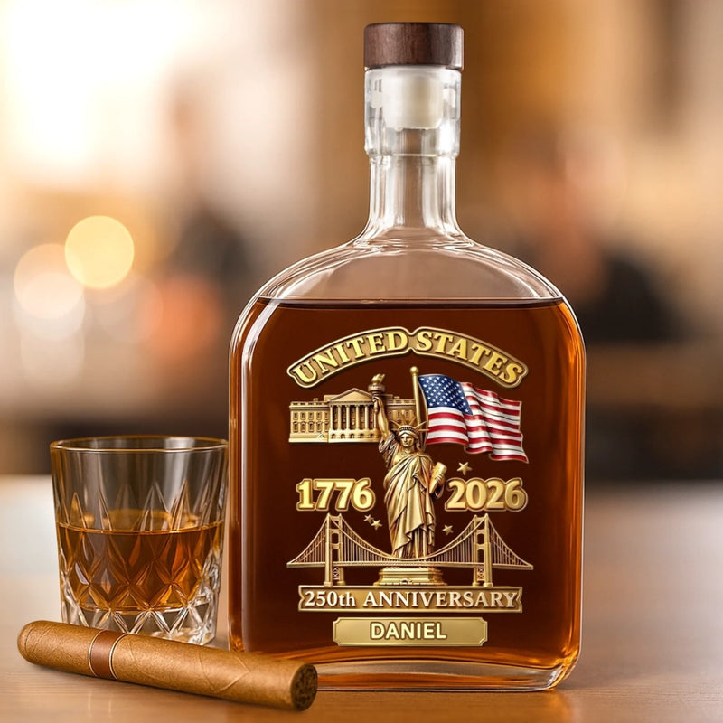 Custom Liquor Decanter - America 250th Anniversary Gifts For Women, Men - Honor The Brave Spirit