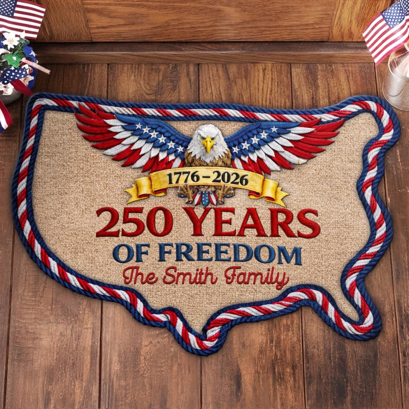 Custom Shaped Doormat - Personalized America 250th Anniversary Gifts For Mom, Dad, Brother, Sister, Kids - Courage Shaped Our Legacy