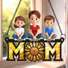 Custom Window Hanging Suncatcher Ornament - Personalized Mother's Day Birthday Gifts For Mom, Grandma - Sunflower Love, Forever