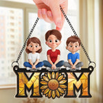 Custom Window Hanging Suncatcher Ornament - Personalized Mother's Day Birthday Gifts For Mom, Grandma - Sunflower Love, Forever