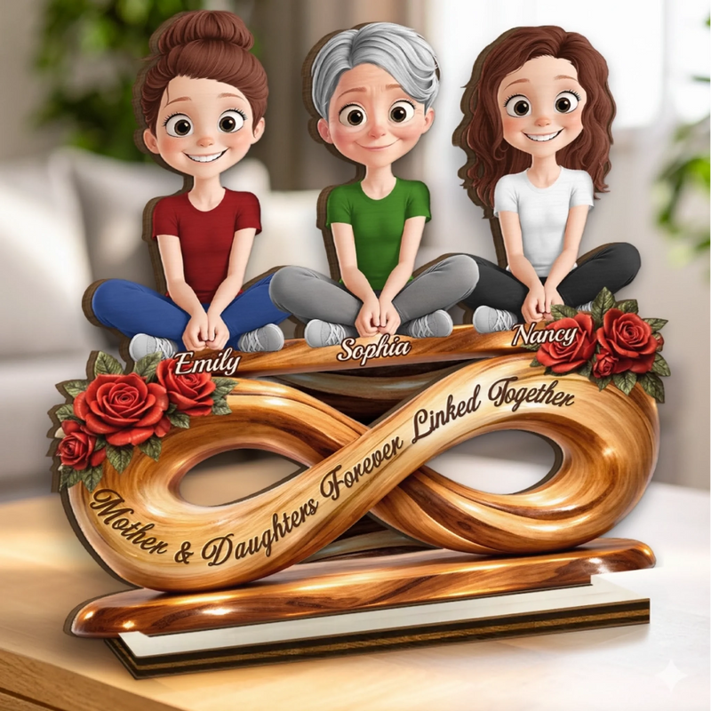 Custom 2-Layered Wooden Plaque - Personalized Mother's Day Birthday Gifts For Mom, Daughter - Our Bond Has No End