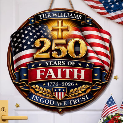 Custom Wood Sign - Personalized America 250th Anniversary Gifts For Mom, Dad, Brother, Sister, Kids - Strong Roots Bright Future