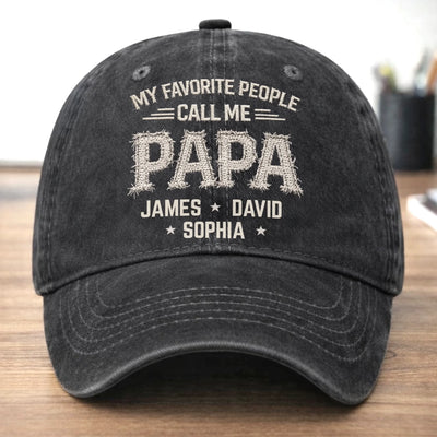 Custom Vintage Washed Denim Baseball Cap - Personalized Father's Day Birthday Gifts For Dad, Grandpa - Grandpa And Dad With Love
