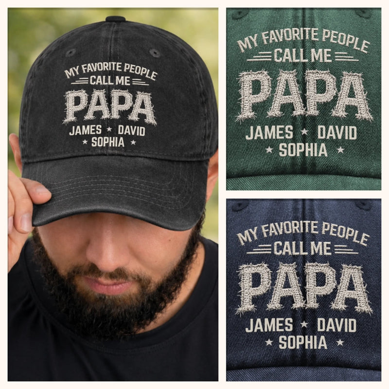 Custom Vintage Washed Denim Baseball Cap - Personalized Father's Day Birthday Gifts For Dad, Grandpa - Grandpa And Dad With Love