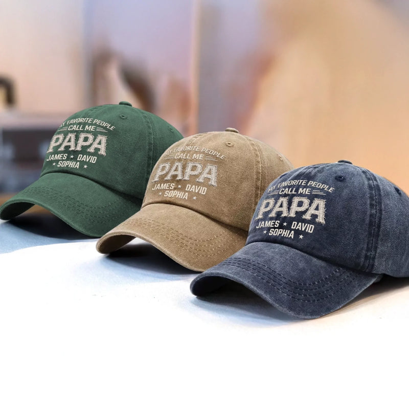 Custom Vintage Washed Denim Baseball Cap - Personalized Father's Day Birthday Gifts For Dad, Grandpa - Grandpa And Dad With Love