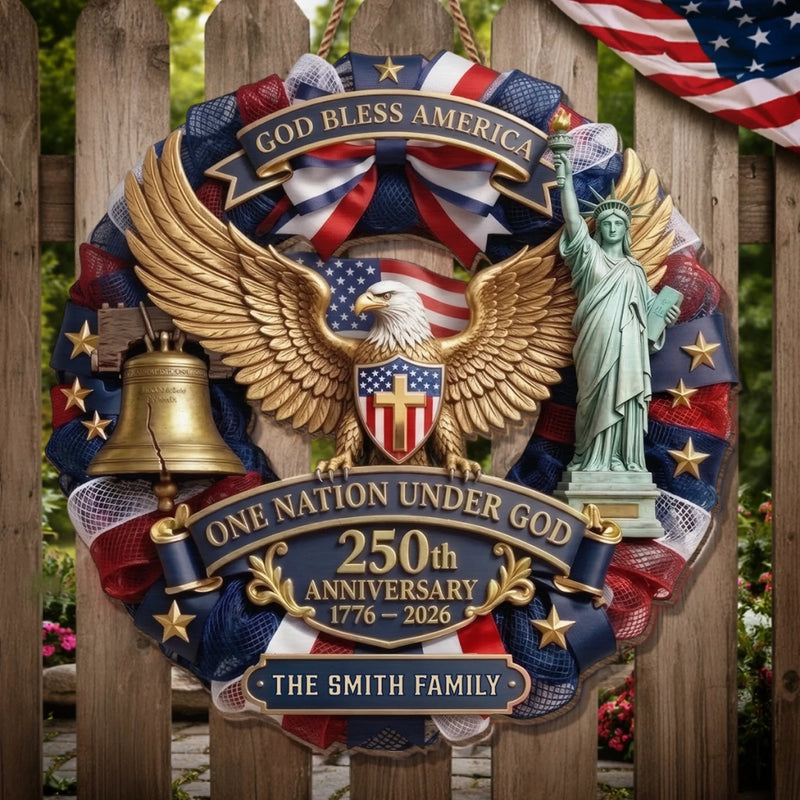 Custom Wood Sign - Personalized America 250th Anniversary Gifts For Family - Liberty Never Goes Out Of Style