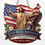 Custom Wood Sign - Personalized America 250th Anniversary Gifts For Family - God Bless America