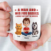 Custom Mug - Personalized Birthday Gifts For Dog Cat Lovers, Dog Dad And Mom, Cat Owners - Rescued By My Pets