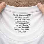 Custom Inside Neck Print T-Shirt - Personalized Birthday Gifts For Granddaughter - Beautiful Inside And Out
