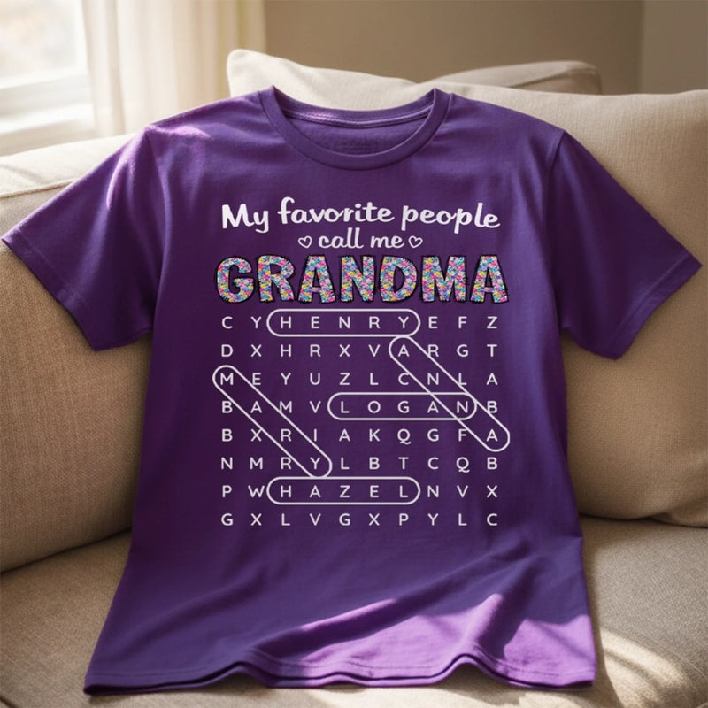 Custom Word Search Puzzle T-shirt, Premium T-shirt, Hoodie - Personalized Mother's Day Birthday Gifts For Mom, Grandma - My Favorite People Made Me Grandma