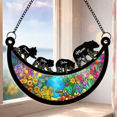 Custom Window Hanging Suncatcher Ornament - Personalized Mother's Day Birthday Gifts For Mom, Grandma - Our Little World Is Full Of Love