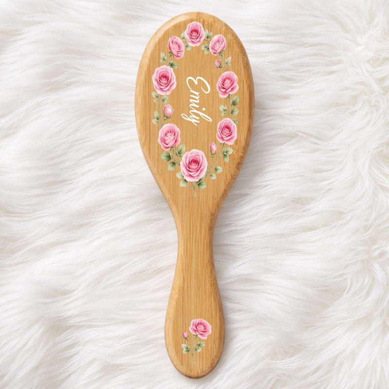 Custom Birth Month Flower Hair Brush - Personalized Thank You Graduation Birthday Gifts For Her, Friends, Sisters, Daughters, Mother, Bridesmaid - Besties Always Stick Together