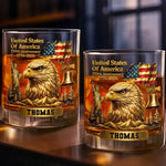 Custom 11oz Whiskey Glass - Personalized America 250th Anniversary Gifts For Women, Men - Raised In Pride