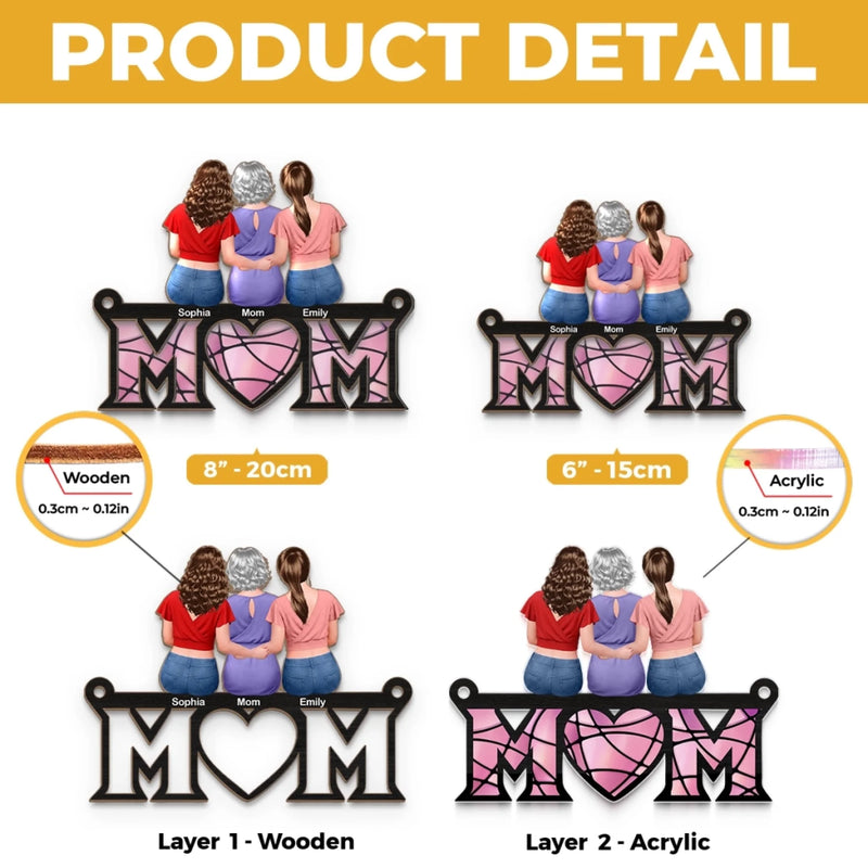 Custom Window Hanging Suncatcher Ornament - Personalized Mother's Day Birthday Gifts For Mom, Daughter, Son - Our Favorite Place Is With Mom