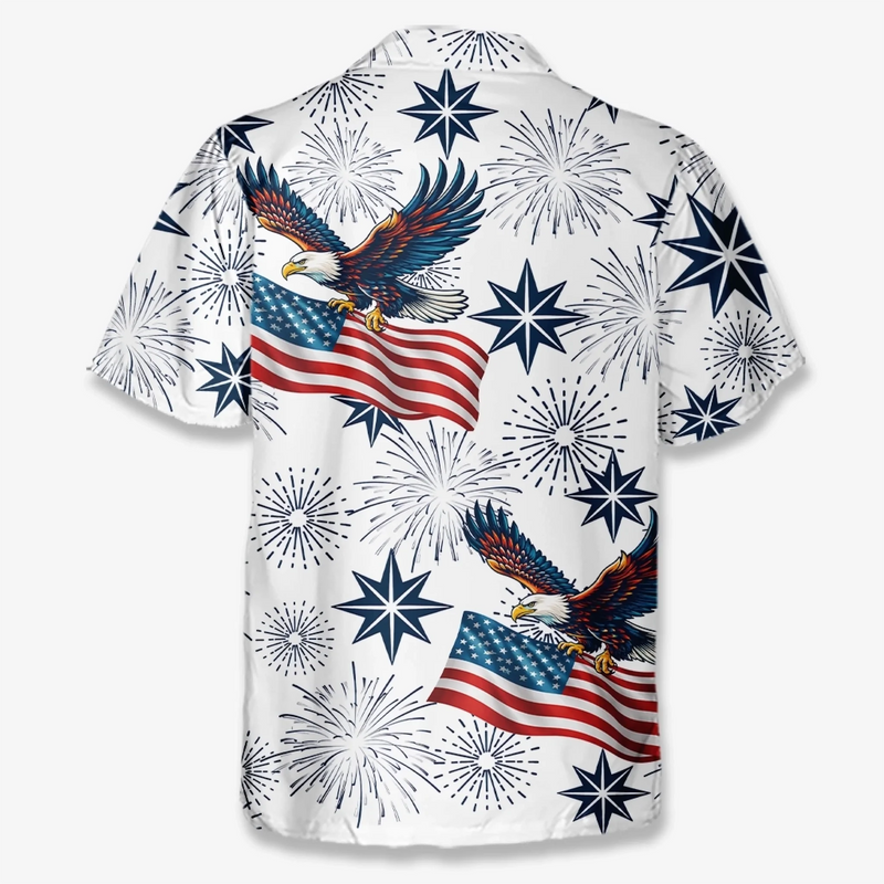 Custom Unisex Tropical Hawaiian Aloha Shirt - Personalized America 250th Anniversary Gifts For Women, Men - Celebrate Freedom In Paradise