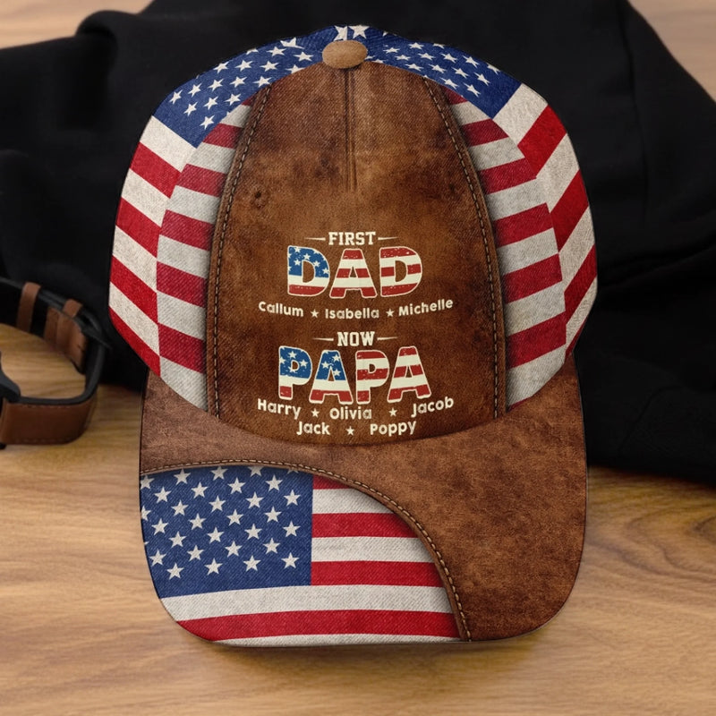 Custom Hat, All Over Print Classic Cap - Personalized Father's Day Birthday Gifts For Dad, Grandpa - Once A Dad, Now A Proud Grandpa