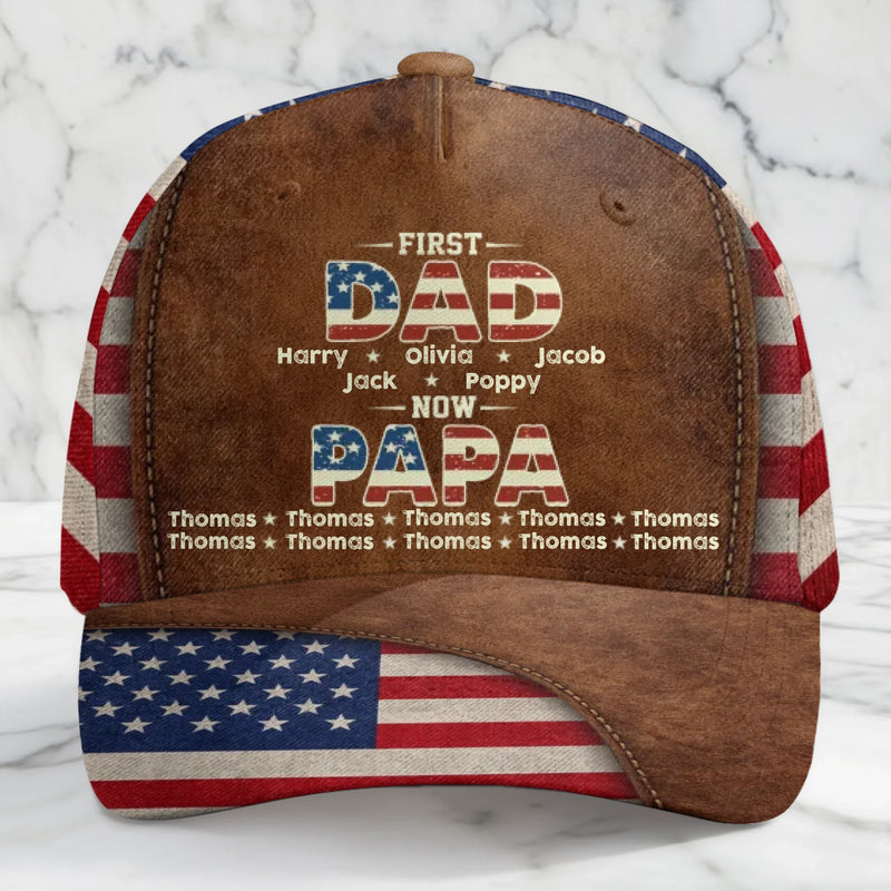 Custom Hat, All Over Print Classic Cap - Personalized Father's Day Birthday Gifts For Dad, Grandpa - Once A Dad, Now A Proud Grandpa
