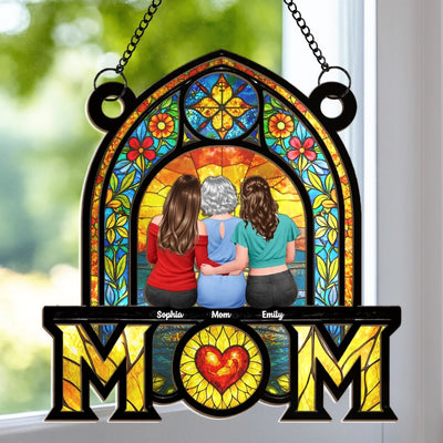 Custom Window Hanging Suncatcher Ornament - Personalized Mother's Day Birthday Gifts For Mom, Grandma - Love Grows Where Mom Is