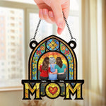 Custom Window Hanging Suncatcher Ornament - Personalized Mother's Day Birthday Gifts For Mom, Grandma - Love Grows Where Mom Is