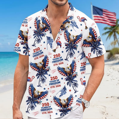 Custom Unisex Tropical Hawaiian Aloha Shirt - Personalized America 250th Anniversary Gifts For Women, Men -  American Spirit Island Style