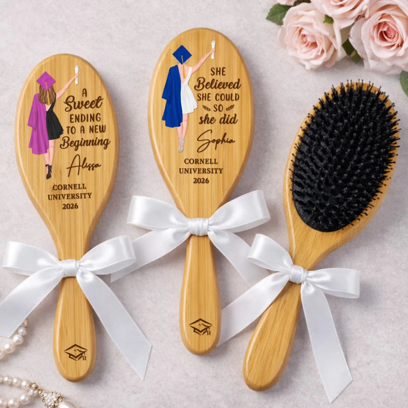 Custom Hair Brush - Personalized Graduation Birthday Gifts For Her, Friends, Sisters, Daughters, Mother- The Future Starts Today