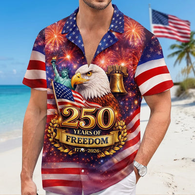 Unisex Tropical Hawaiian Aloha Shirt - America 250th Anniversary Gifts For Women, Men - Let Freedom Shine With Aloha