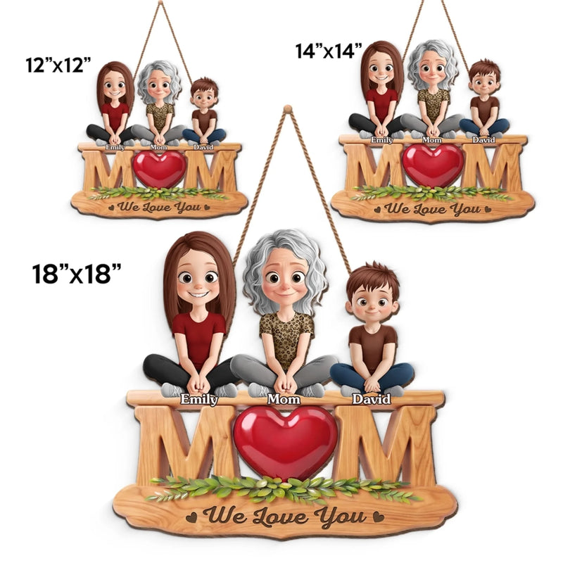 Custom Wood Sign - Personalized Mother's Day Birthday Gifts For Mom - Her Heart Holds Us All