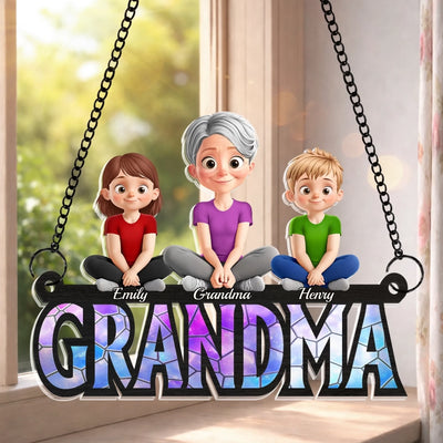 Custom Window Hanging Suncatcher Ornament - Personalized Mother's Day Birthday Gifts For Mom, Grandma - Little Moments, Big Grandma Love