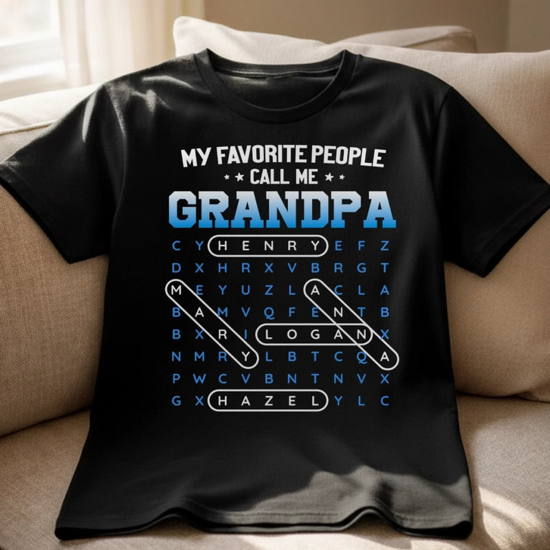 Custom Word Search Puzzle Unisex T-shirt, Premium T-shirt, Hoodie - Personalized Father's Day Birthday Gifts For Dad, Grandpa - Grandpa Wisdom Leads On