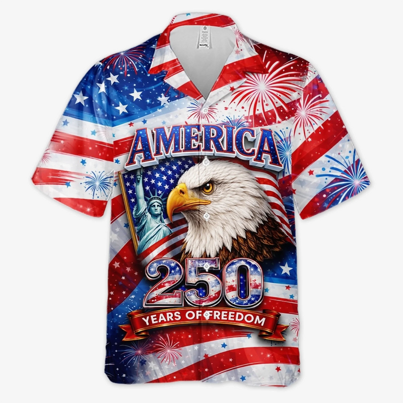 Custom Unisex Tropical Hawaiian Aloha Shirt - Personalized America 250th Anniversary Gifts For Women, Men - Liberty Guides Our Journey