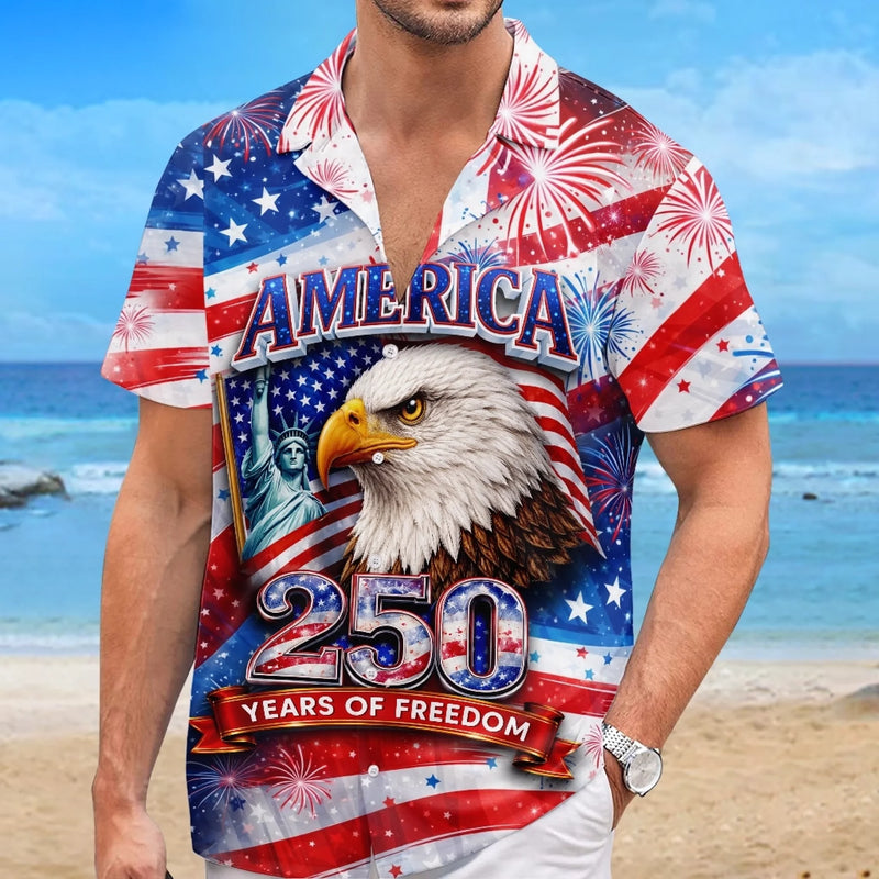 Custom Unisex Tropical Hawaiian Aloha Shirt - Personalized America 250th Anniversary Gifts For Women, Men - Liberty Guides Our Journey
