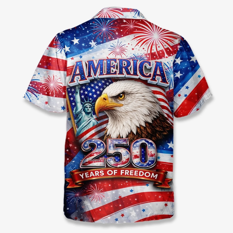 Custom Unisex Tropical Hawaiian Aloha Shirt - Personalized America 250th Anniversary Gifts For Women, Men - Liberty Guides Our Journey