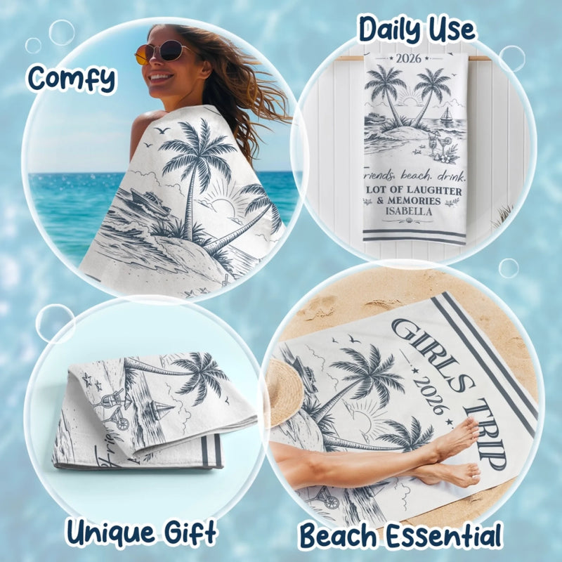 Custom Beach Towel - Personalized Summer Vacation And Travel Gifts For Best Friends, Family - Tropical Vibes Only