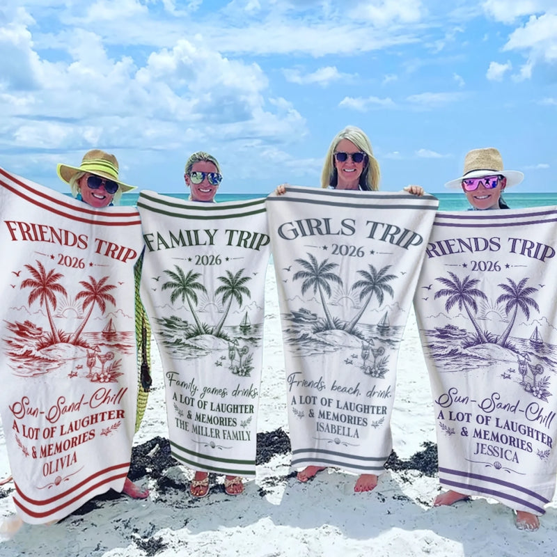 Custom Beach Towel - Personalized Summer Vacation And Travel Gifts For Best Friends, Family - Tropical Vibes Only