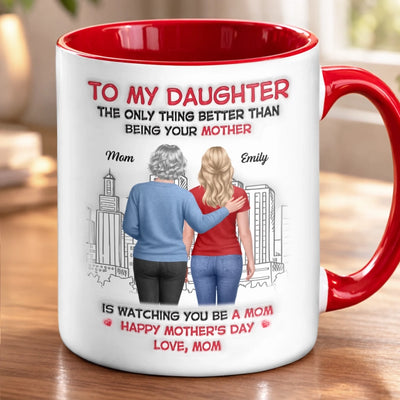 Custom 3D Inflated Effect Printed Accent Mug - Personalized Mother's Day Birthday Gifts For Daughter - Blooming Into Motherhood
