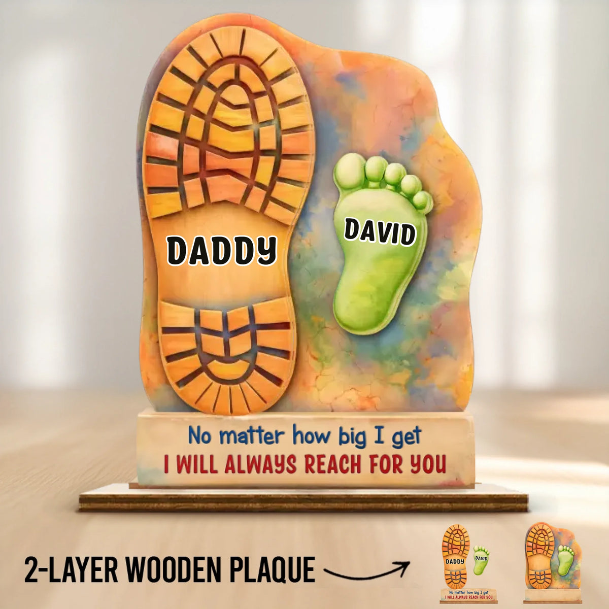 Custom 2-Layered Wooden Plaque - Personalized Father's Day Birthday Gifts For Dad, Grandpa - Your Love Is My Strength