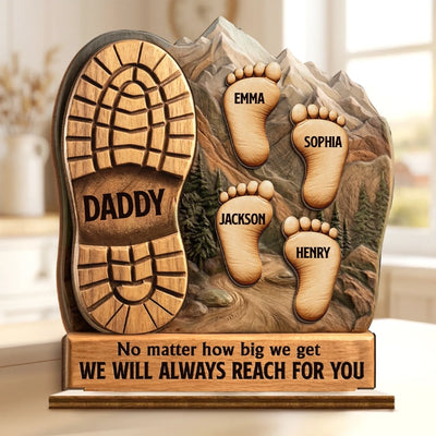 Custom 2-Layered Wooden Plaque - Personalized Father's Day Birthday Gifts For Dad, Grandpa - Forever Grateful For You